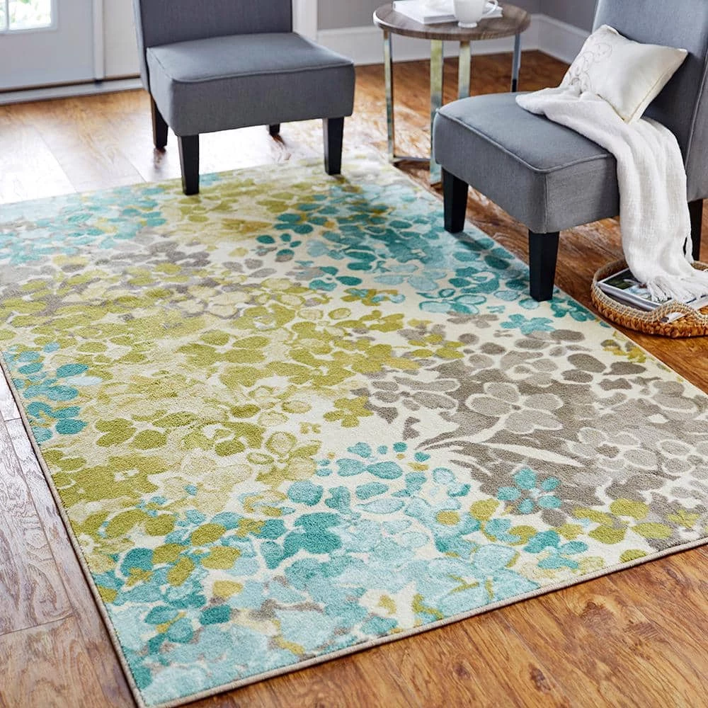 Radiance Aqua 7 ft. 6 in. x 10 ft. Floral Area Rug by Mohawk Home 4 Radiance Aqua 7 ft. 6 in. x 10 ft. Floral Area Rug by Mohawk Home - Image 2
