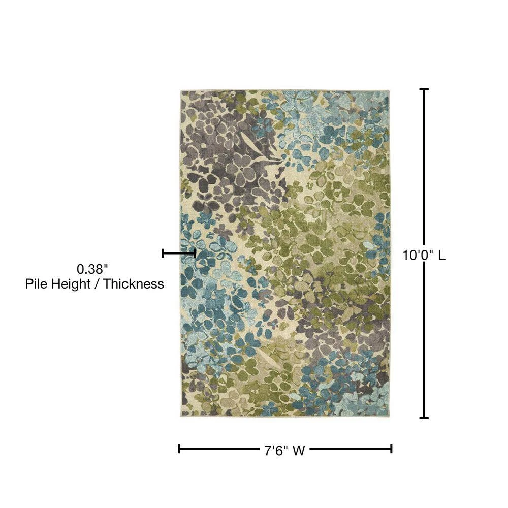 Radiance Aqua 7 ft. 6 in. x 10 ft. Floral Area Rug by Mohawk Home 10 Radiance Aqua 7 ft. 6 in. x 10 ft. Floral Area Rug by Mohawk Home - Image 8