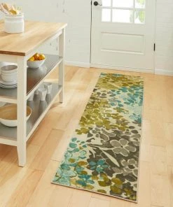 Radiance Aqua 2 ft. x 8 ft. Machine Washable Floral Runner Rug by Mohawk Home -Mohawk Home Sales aqua mohawk home area rugs 582425 31 1000