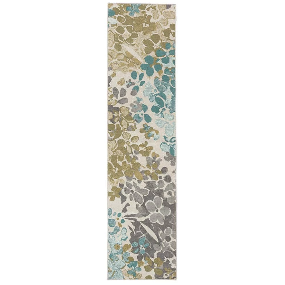 Radiance Aqua 1 ft. 8 in. x 6 ft. Machine Washable Floral Runner Rug by Mohawk Home 3 Radiance Aqua 1 ft. 8 in. x 6 ft. Machine Washable Floral Runner Rug by Mohawk Home