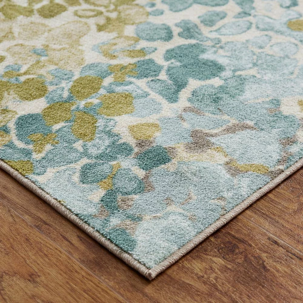 Radiance Aqua 1 ft. 8 in. x 6 ft. Machine Washable Floral Runner Rug by Mohawk Home 8 Radiance Aqua 1 ft. 8 in. x 6 ft. Machine Washable Floral Runner Rug by Mohawk Home - Image 6