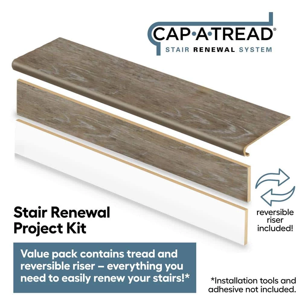 Arnica Lake Oak 1-11/16 in. T x 12-1/8 in. W x 47 in. L for Stairs 1 in. T Stair Tread and Reversible Riser Kit by Cap A Tread 5 Arnica Lake Oak 1-11/16 in. T x 12-1/8 in. W x 47 in. L for Stairs 1 in. T Stair Tread and Reversible Riser Kit by Cap A Tread - Image 3