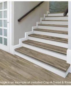 Arnica Lake Oak Stair Tread and Reversible Riser Kit 47 in. L x 12-1/8 in. W x 2-3/16 in. T by Cap A Tread -Mohawk Home Sales arnica lake oak cap a tread vinyl stair treads 01ca77157 4f 1000