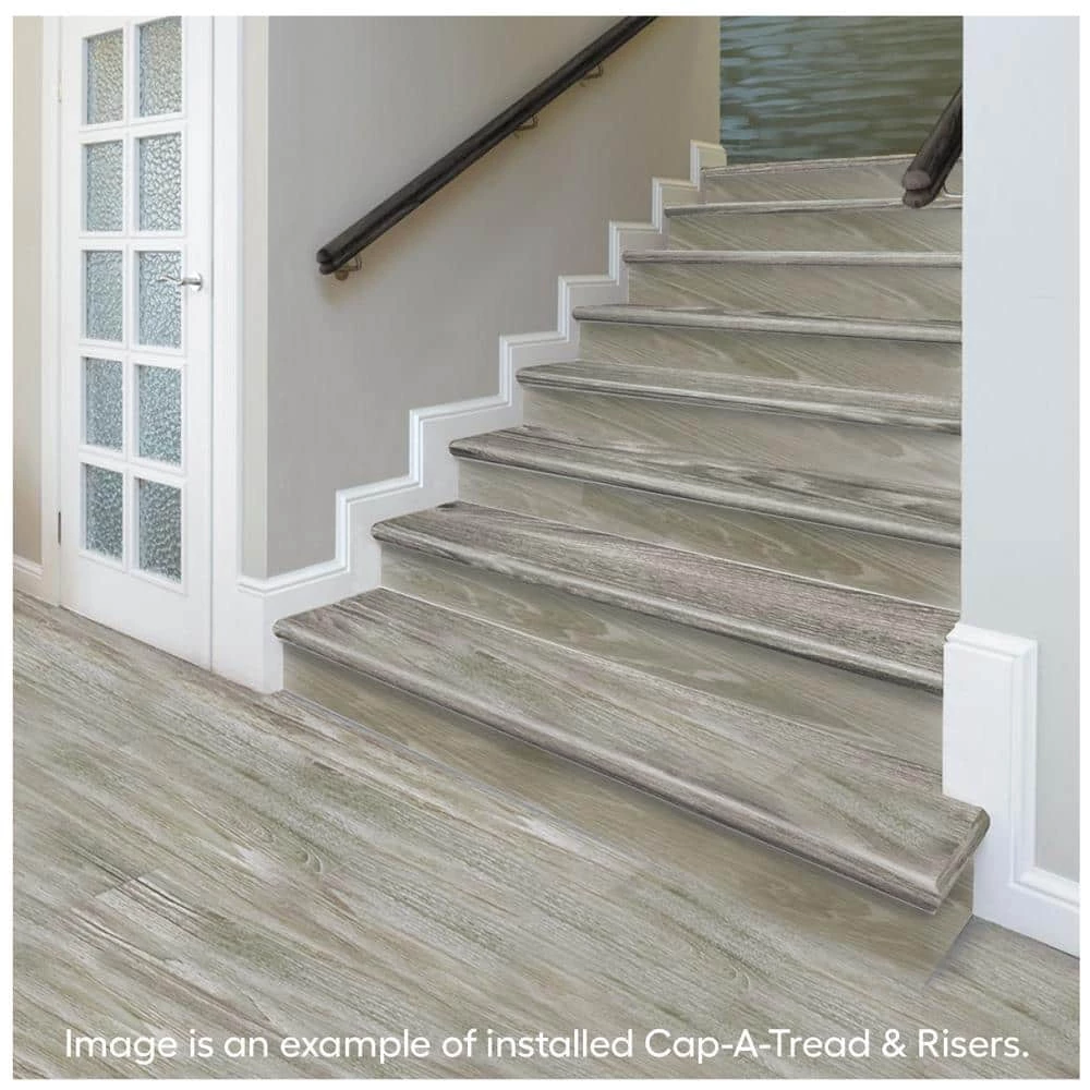 Athabasca Glacier/Pelican Gray 1-11/16 in. T x 12-1/8 in. W x 47 in. L Stair Tread and Reversible Riser Kit by Cap A Tread 6 Athabasca Glacier/Pelican Gray 1-11/16 in. T x 12-1/8 in. W x 47 in. L Stair Tread and Reversible Riser Kit by Cap A Tread - Image 4