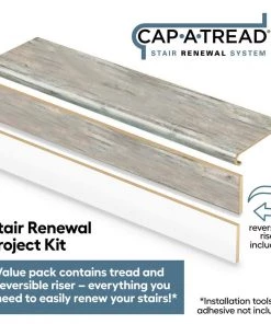 Athabasca Glacier/Pelican Gray 1-11/16 in. T x 12-1/8 in. W x 47 in. L Stair Tread and Reversible Riser Kit by Cap A Tread 8 Athabasca Glacier/Pelican Gray 1-11/16 in. T x 12-1/8 in. W x 47 in. L Stair Tread and Reversible Riser Kit by Cap A Tread -Mohawk Home Sales athabasca glacier pelican gray cap a tread vinyl stair treads 01c077717 c3 1000