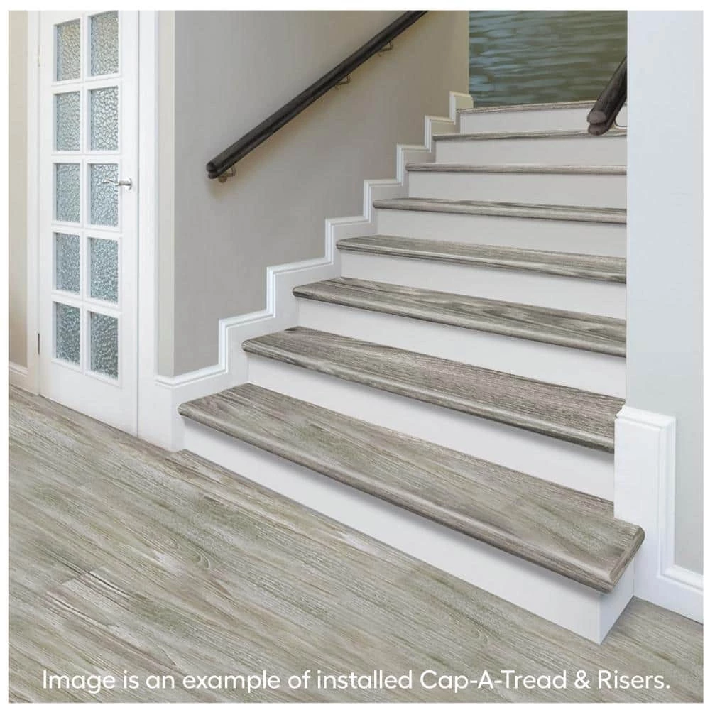 Athabasca Glacier/Pelican Gray 1-11/16 in. T x 12-1/8 in. W x 47 in. L Stair Tread and Reversible Riser Kit by Cap A Tread 4 Athabasca Glacier/Pelican Gray 1-11/16 in. T x 12-1/8 in. W x 47 in. L Stair Tread and Reversible Riser Kit by Cap A Tread - Image 2
