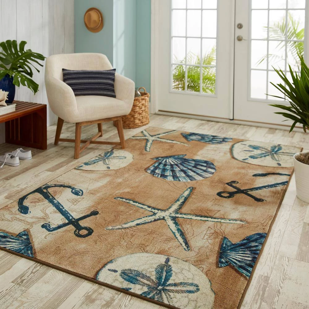 Tide Pool Shells Beige 10 ft. x 14 ft. Abstract Area Rug by Mohawk Home 4 Tide Pool Shells Beige 10 ft. x 14 ft. Abstract Area Rug by Mohawk Home - Image 2
