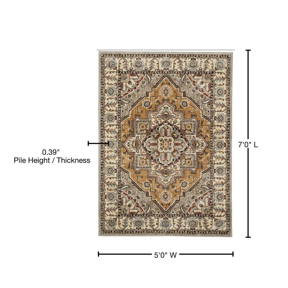 Rene Beige 5 ft. x 7 ft. Oriental Area Rug by Mohawk Home 11 Rene Beige 5 ft. x 7 ft. Oriental Area Rug by Mohawk Home - Image 9