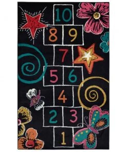 Hopscotch Black 7 ft. 6 in. x 10 ft. Whimsical Area Rug by Mohawk Home