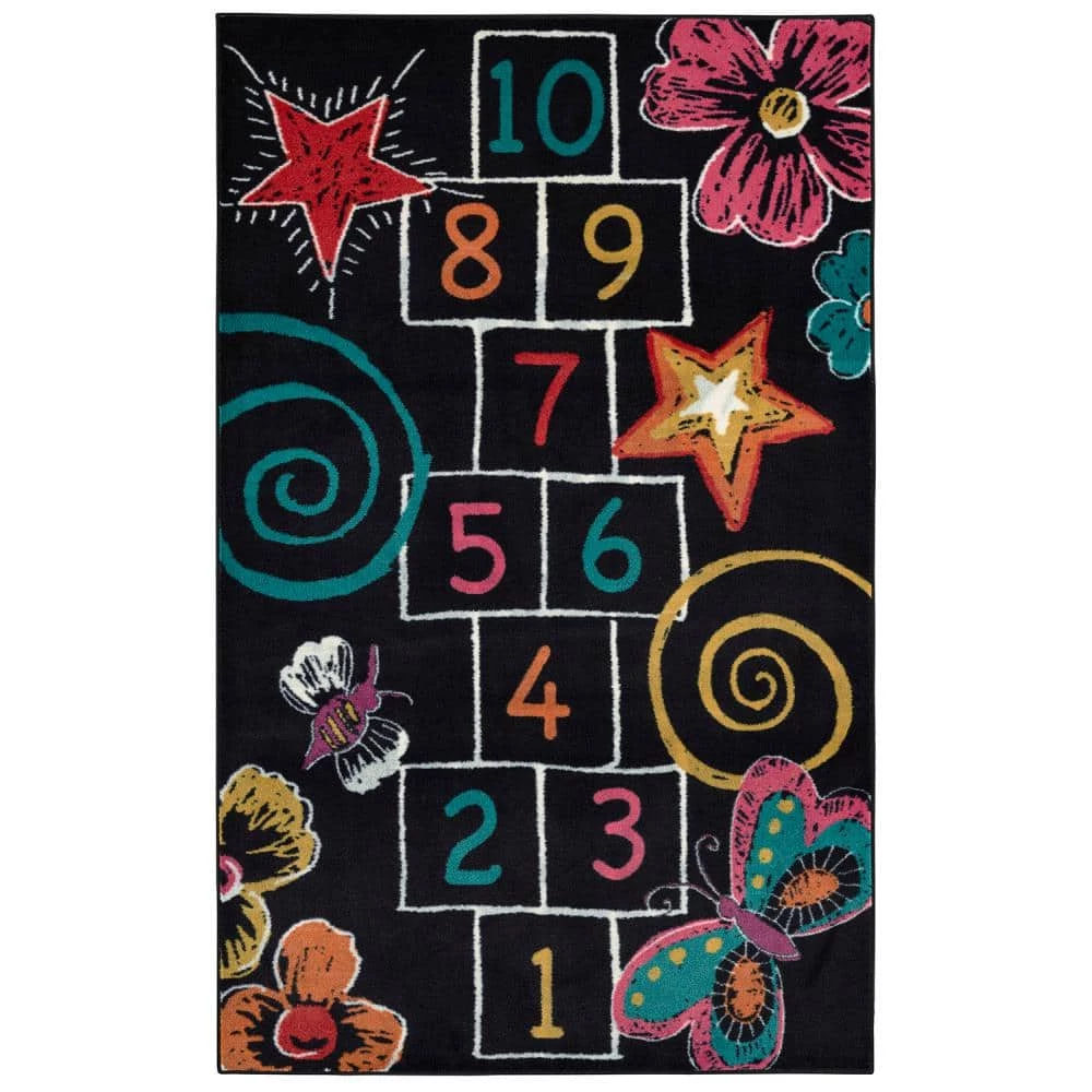 Hopscotch Black 7 ft. 6 in. x 10 ft. Whimsical Area Rug by Mohawk Home 3 Hopscotch Black 7 ft. 6 in. x 10 ft. Whimsical Area Rug by Mohawk Home