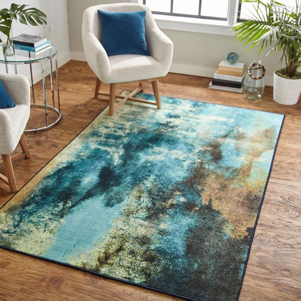 Glacier Water Blue 8 ft. x 10 ft. Abstract Area Rug by Mohawk Home 4 Glacier Water Blue 8 ft. x 10 ft. Abstract Area Rug by Mohawk Home - Image 2