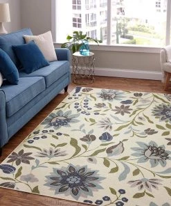 Clarita Blue 5 ft. x 8 ft. Floral Area Rug by Mohawk Home -Mohawk Home Sales blue mohawk home area rugs 472726 31 1000