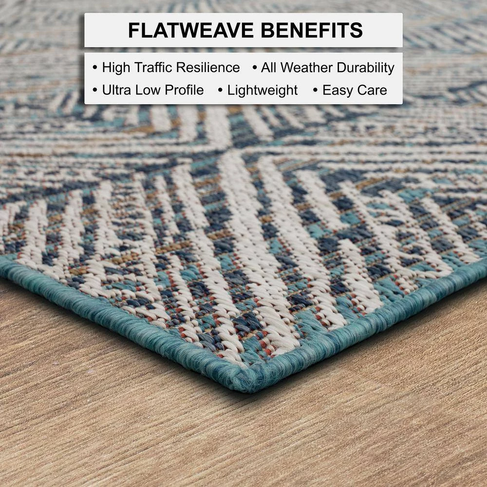 Tahoe Quilt Blue 8 ft. x 10 ft. Geometric Indoor/Outdoor Area Rug by Mohawk Home 7 Tahoe Quilt Blue 8 ft. x 10 ft. Geometric Indoor/Outdoor Area Rug by Mohawk Home - Image 5