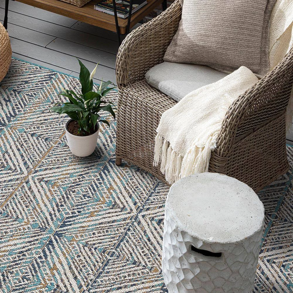 Tahoe Quilt Blue 8 ft. x 10 ft. Geometric Indoor/Outdoor Area Rug by Mohawk Home 16 Tahoe Quilt Blue 8 ft. x 10 ft. Geometric Indoor/Outdoor Area Rug by Mohawk Home - Image 14