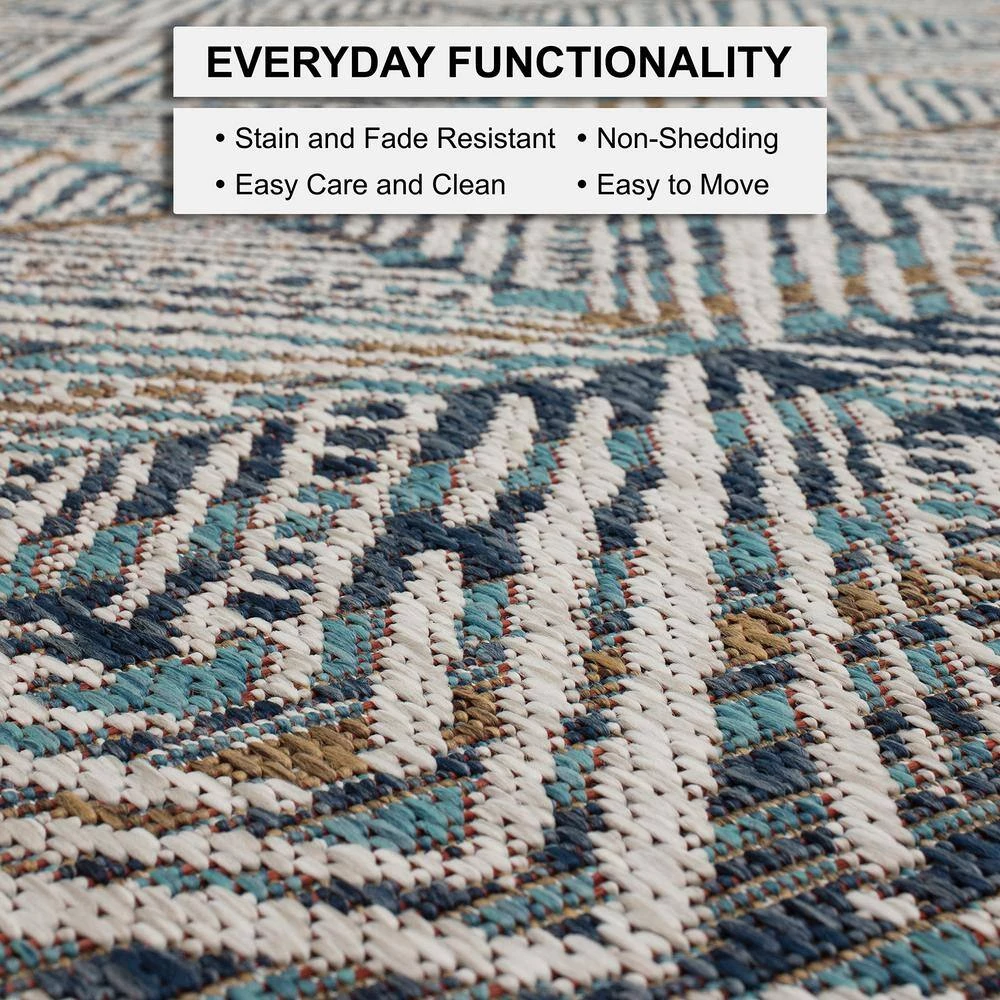 Tahoe Quilt Blue 8 ft. x 10 ft. Geometric Indoor/Outdoor Area Rug by Mohawk Home 8 Tahoe Quilt Blue 8 ft. x 10 ft. Geometric Indoor/Outdoor Area Rug by Mohawk Home - Image 6