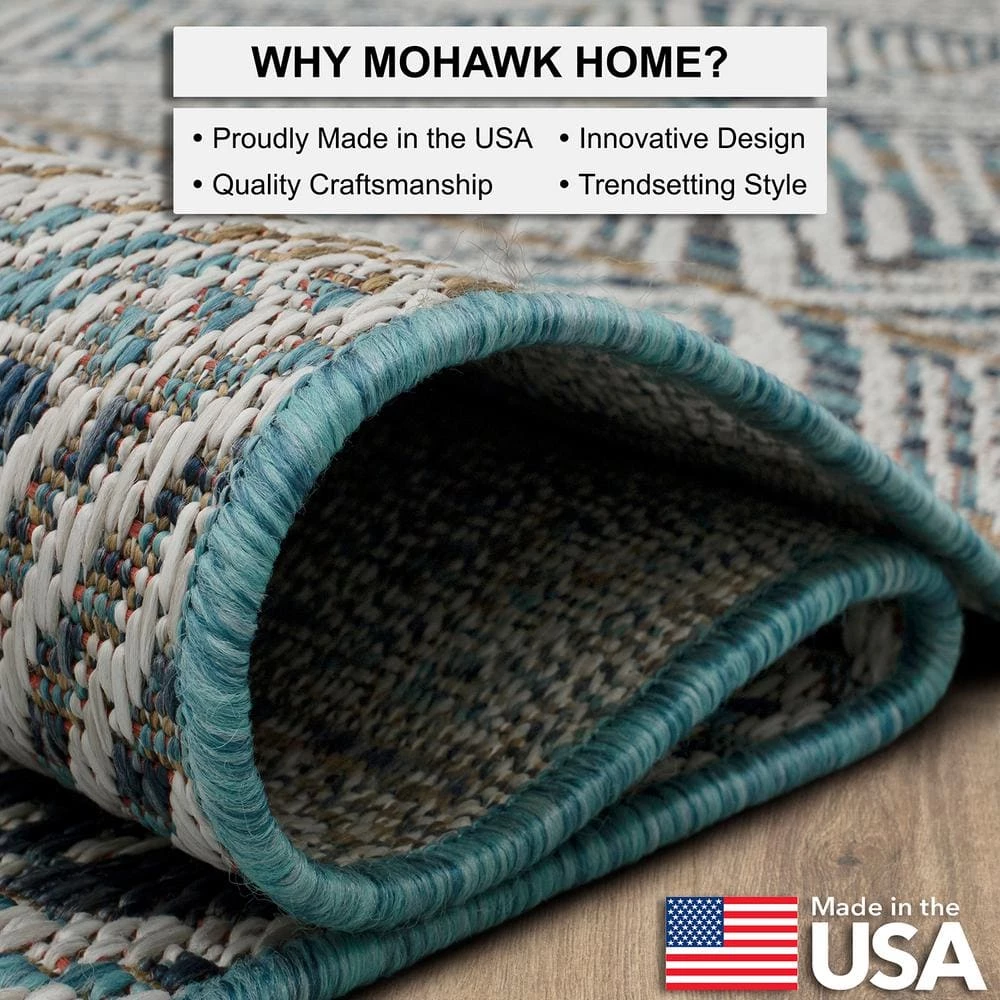 Tahoe Quilt Blue 8 ft. x 10 ft. Geometric Indoor/Outdoor Area Rug by Mohawk Home 9 Tahoe Quilt Blue 8 ft. x 10 ft. Geometric Indoor/Outdoor Area Rug by Mohawk Home - Image 7