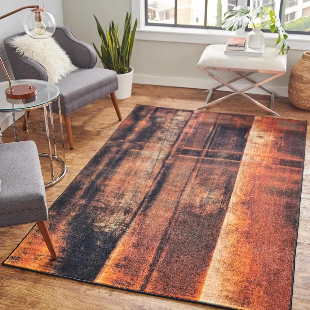 Rustburn Brown 8 ft. x 10 ft. Abstract Area Rug by Mohawk Home 4 Rustburn Brown 8 ft. x 10 ft. Abstract Area Rug by Mohawk Home - Image 2