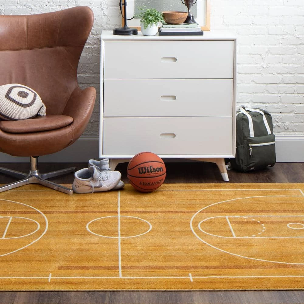 Basketball Court Tan 8 ft. x 10 ft. Contemporary Area Rug by Mohawk Home 4 Basketball Court Tan 8 ft. x 10 ft. Contemporary Area Rug by Mohawk Home - Image 2