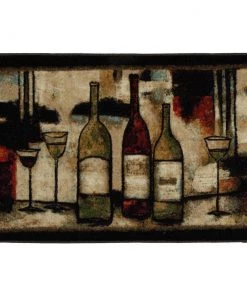 Wine and Glasses Brown 2 ft. 6 in. x 3 ft. 10 in. Machine Washable Kitchen Rug by Mohawk Home