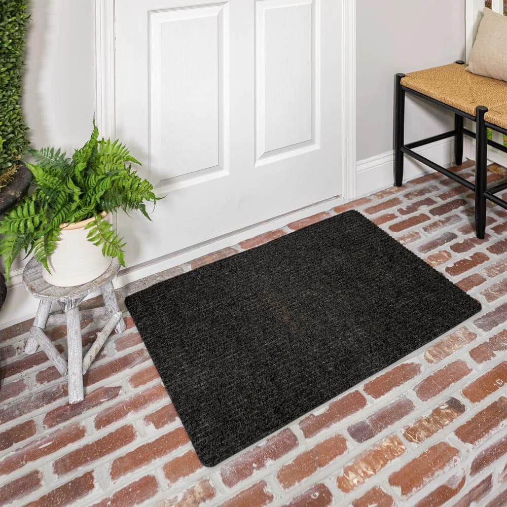 Striped Utility Mat Charcoal Indoor/Outdoor 24 in. x 60 in. Utility Door Mat by Mohawk Home 4 Striped Utility Mat Charcoal Indoor/Outdoor 24 in. x 60 in. Utility Door Mat by Mohawk Home - Image 2