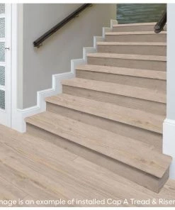 Cradle Rock/Graceland Oak Stair Tread & Reversible Riser Kit 47 in. L x 12-1/8 in. W x 1-11/16 in. T to Cover Stairs 1" by Cap A Tread -Mohawk Home Sales cradle rock oak graceland oak cap a tread laminate stair treads 01c071953 31 1000