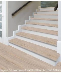 Cradle Rock/Graceland Oak Stair Tread & Reversible Riser Kit 47 in. L x 12-1/8 in. W x 1-11/16 in. T to Cover Stairs 1" by Cap A Tread -Mohawk Home Sales cradle rock oak graceland oak cap a tread laminate stair treads 01c071953 4f 1000