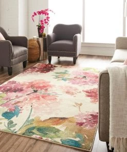 Watercolor Garden Cream 8 ft. x 10 ft. Floral Area Rug by Mohawk Home -Mohawk Home Sales cream mohawk home area rugs 044051 e1 1000