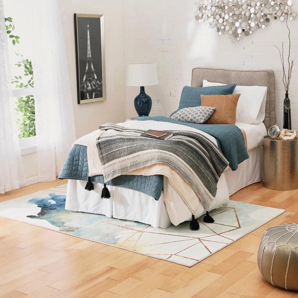 Cognition Water Cream 10 ft. x 14 ft. Abstract Area Rug by Mohawk Home 10 Cognition Water Cream 10 ft. x 14 ft. Abstract Area Rug by Mohawk Home - Image 8