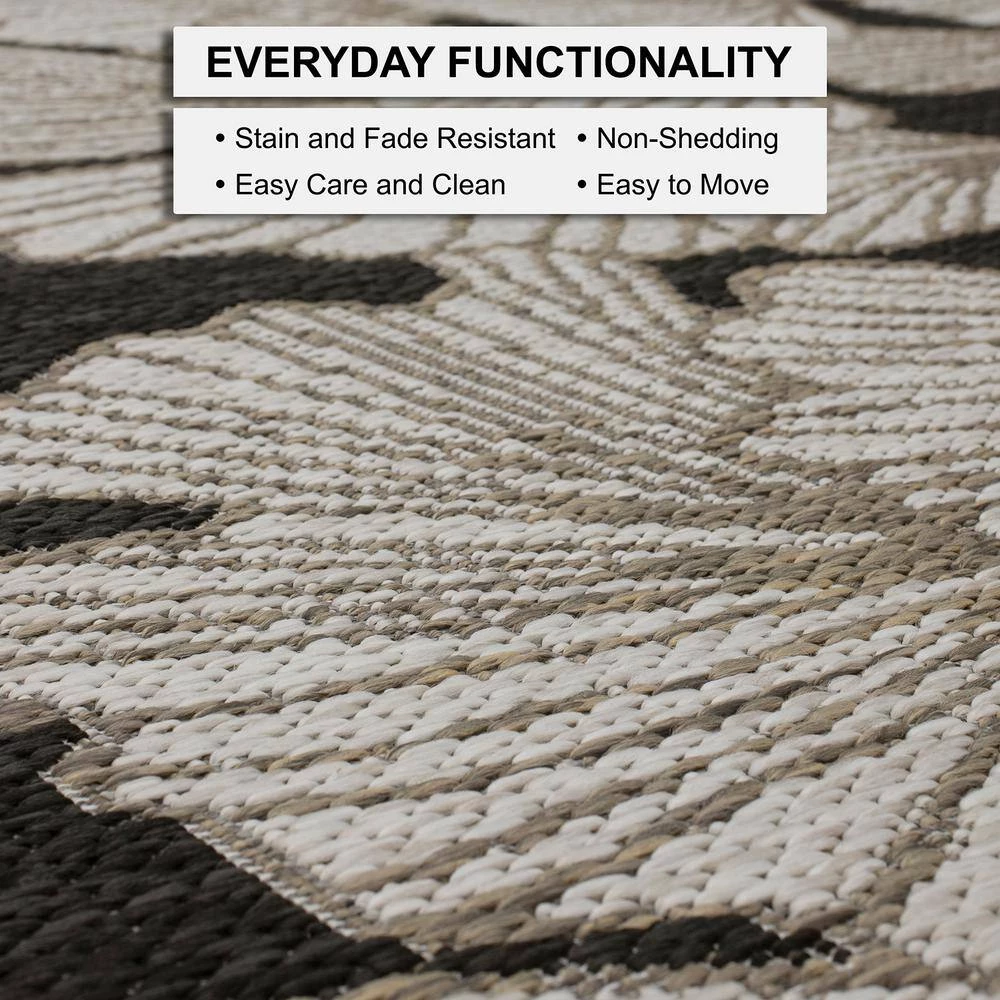 Harbour Blossoms Dark Grey 8 ft. x 10 ft. Floral Indoor/Outdoor Area Rug by Mohawk Home 8 Harbour Blossoms Dark Grey 8 ft. x 10 ft. Floral Indoor/Outdoor Area Rug by Mohawk Home - Image 6