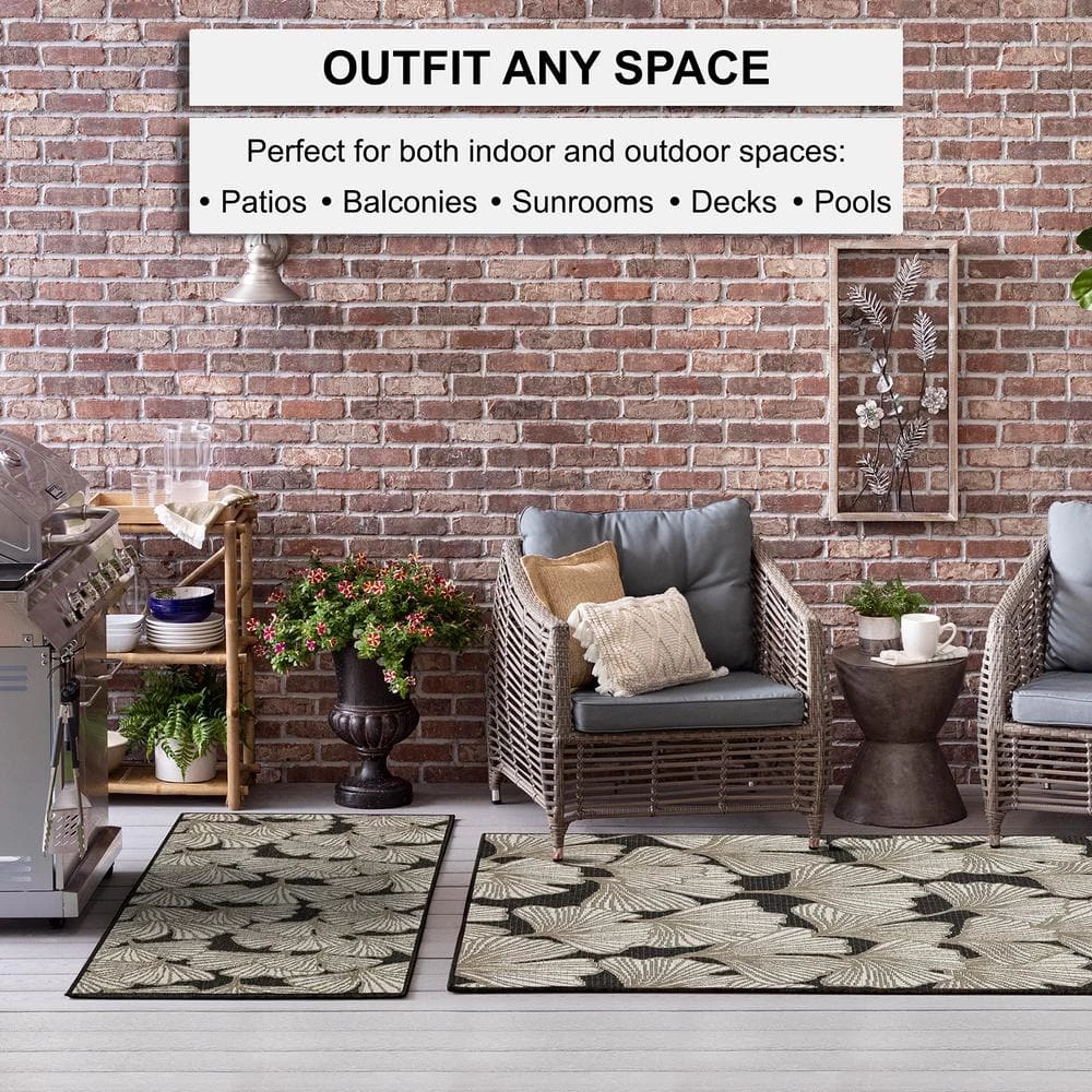 Harbour Blossoms Dark Grey 8 ft. x 10 ft. Floral Indoor/Outdoor Area Rug by Mohawk Home 6 Harbour Blossoms Dark Grey 8 ft. x 10 ft. Floral Indoor/Outdoor Area Rug by Mohawk Home - Image 4
