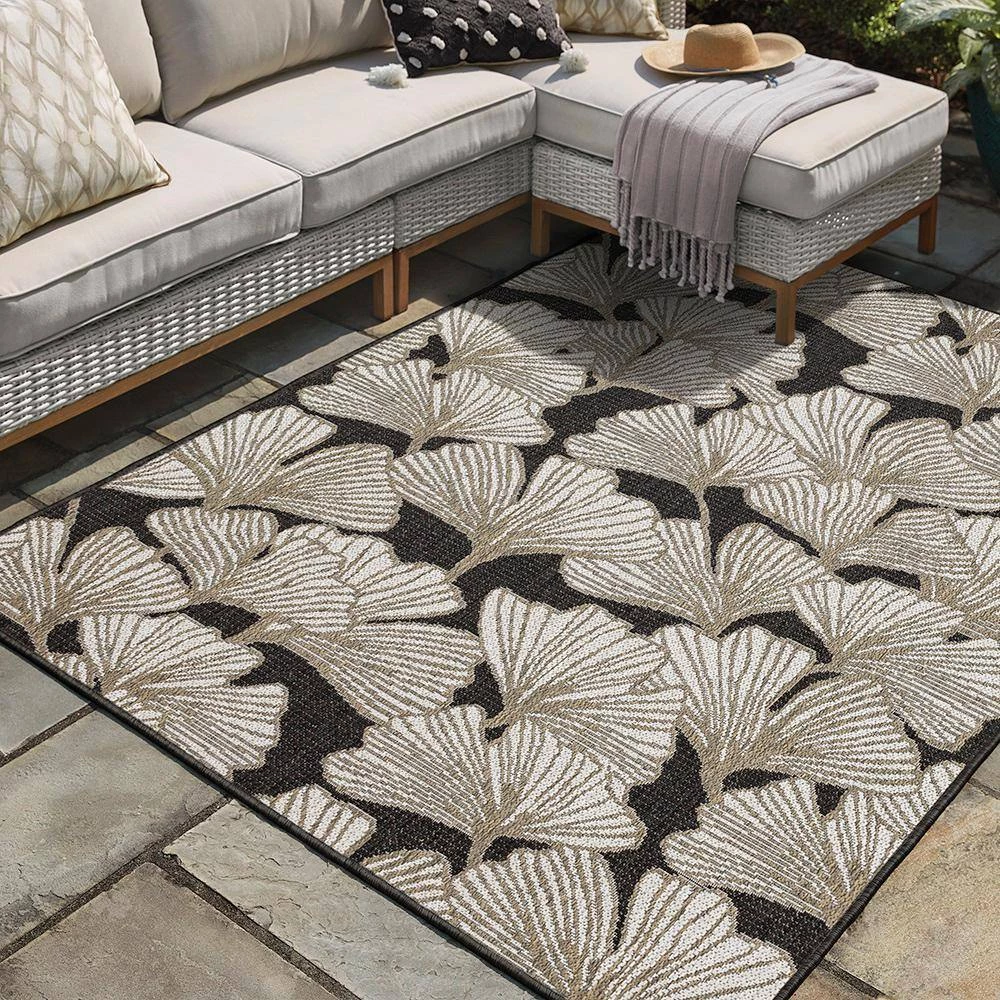 Harbour Blossoms Dark Grey 8 ft. x 10 ft. Floral Indoor/Outdoor Area Rug by Mohawk Home 4 Harbour Blossoms Dark Grey 8 ft. x 10 ft. Floral Indoor/Outdoor Area Rug by Mohawk Home - Image 2