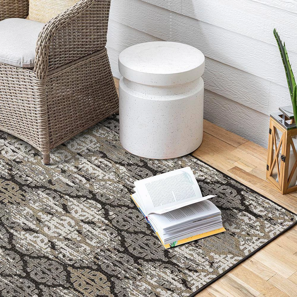 Marbella Dark Grey 5 ft. 3 in. x 7 ft. 6 in. Ikat Indoor/Outdoor Area Rug by Mohawk Home 16 Marbella Dark Grey 5 ft. 3 in. x 7 ft. 6 in. Ikat Indoor/Outdoor Area Rug by Mohawk Home - Image 14