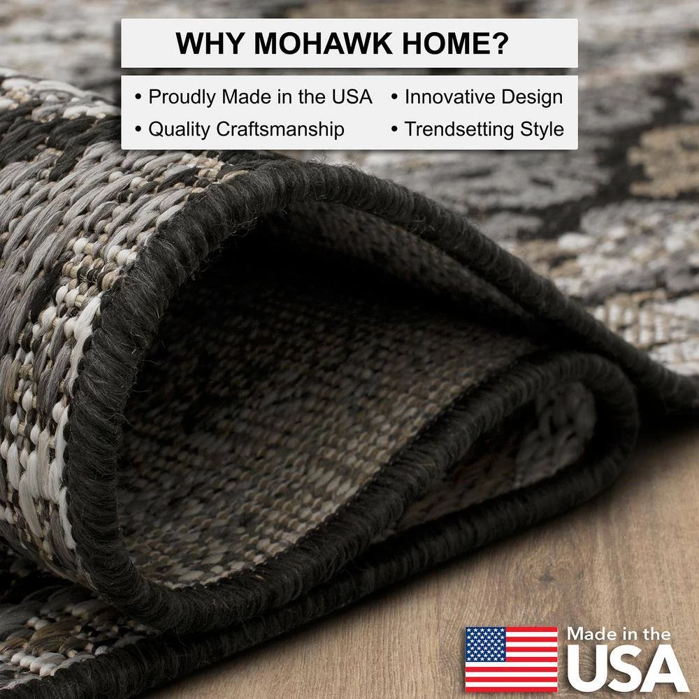 Marbella Dark Grey 5 ft. 3 in. x 7 ft. 6 in. Ikat Indoor/Outdoor Area Rug by Mohawk Home 9 Marbella Dark Grey 5 ft. 3 in. x 7 ft. 6 in. Ikat Indoor/Outdoor Area Rug by Mohawk Home - Image 7