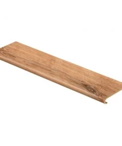 Fresh Oak/Elk Wood 94 in. L x 12-1/8 in. W x 1-11/16 in. T Vinyl Overlay to Cover Stairs 1 in. Thick by Cap A Tread
