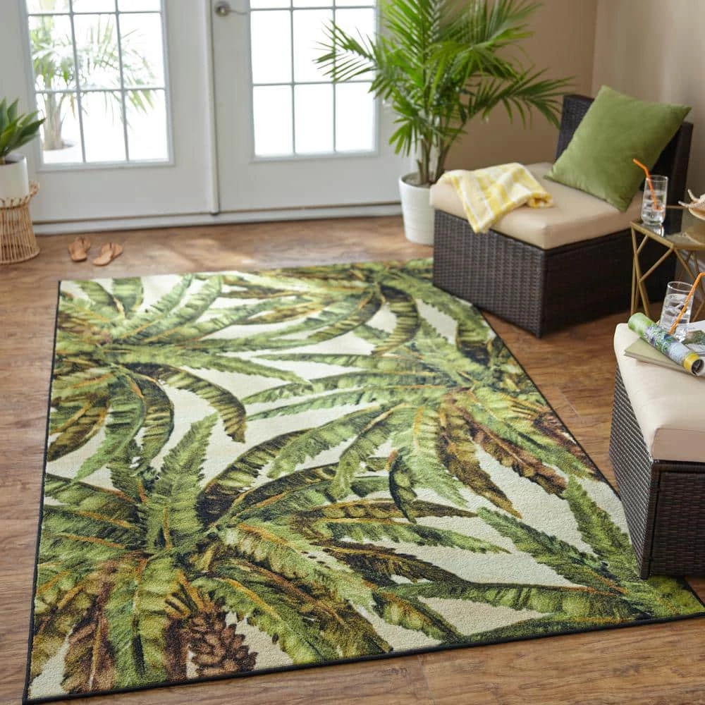 Verde Palm Green 8 ft. x 10 ft. Tropical Area Rug by Mohawk Home 4 Verde Palm Green 8 ft. x 10 ft. Tropical Area Rug by Mohawk Home - Image 2