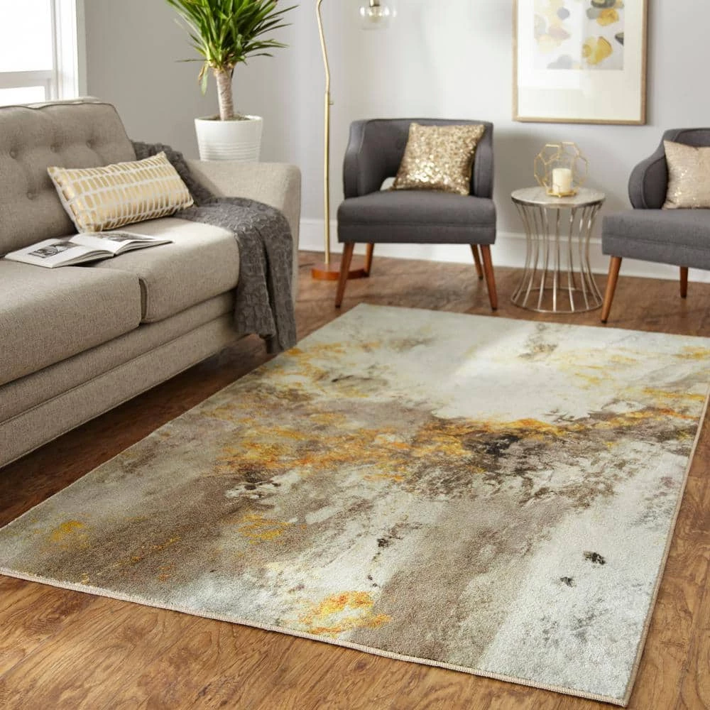 Gold Vein Grey 8 ft. x 10 ft. Abstract Area Rug by Mohawk Home 4 Gold Vein Grey 8 ft. x 10 ft. Abstract Area Rug by Mohawk Home - Image 2