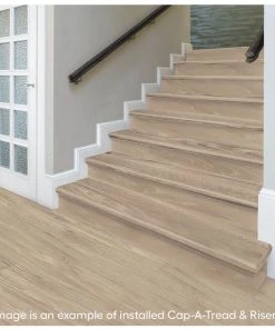 Hunt River Hickory Brown Stair Tread & Reversible Riser Kit 47" L x 12-1/8" W x 2-3/16" T for Stairs 1-1/8" to 1-3/4" T by Cap A Tread -Mohawk Home Sales hunt river hickory brown cap a tread vinyl stair treads 01ca77630 31 1000
