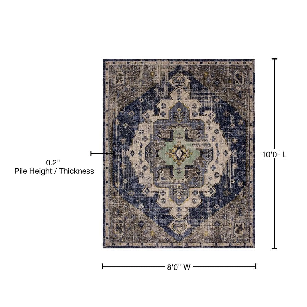 Pantaleone Indigo 8 ft. x 10 ft. Oriental Area Rug by Mohawk Home 11 Pantaleone Indigo 8 ft. x 10 ft. Oriental Area Rug by Mohawk Home - Image 9