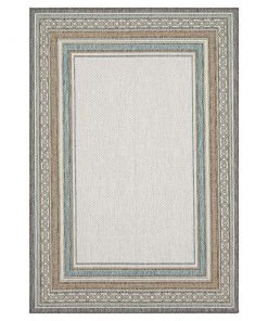 Seaside Border Light Grey 8 ft. x 10 ft. Geometric Indoor/Outdoor Area Rug by Mohawk Home