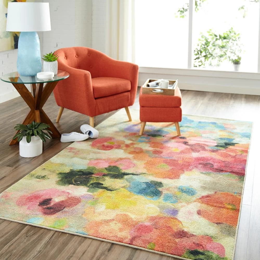 Blurred Blossoms Multi 8 ft. x 10 ft. Floral Area Rug by Mohawk Home 4 Blurred Blossoms Multi 8 ft. x 10 ft. Floral Area Rug by Mohawk Home - Image 2