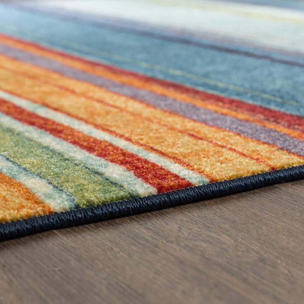 Rainbow Multi 2 ft. x 8 ft. Machine Washable Striped Runner Rug by Mohawk Home 5 Rainbow Multi 2 ft. x 8 ft. Machine Washable Striped Runner Rug by Mohawk Home - Image 3