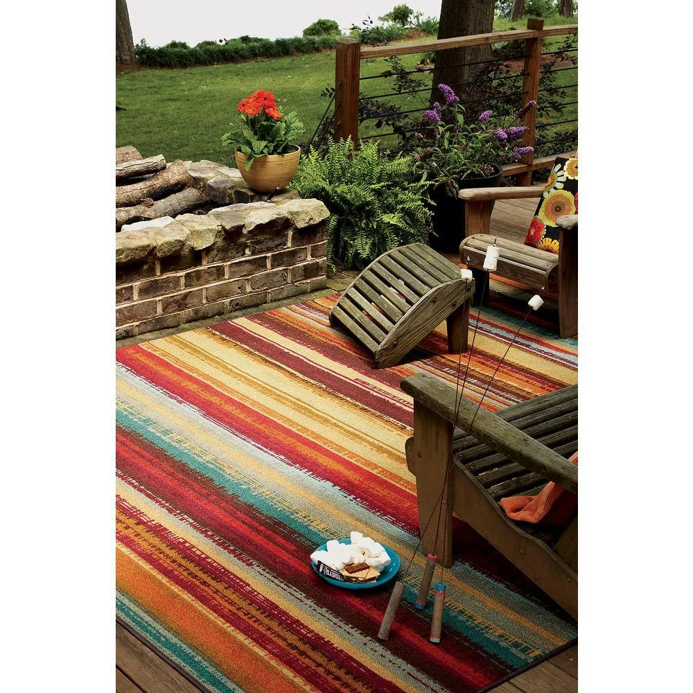 Avenue Stripe Multi 5 ft. x 8 ft. Indoor/Outdoor Area Rug by Mohawk Home 5 Avenue Stripe Multi 5 ft. x 8 ft. Indoor/Outdoor Area Rug by Mohawk Home - Image 3