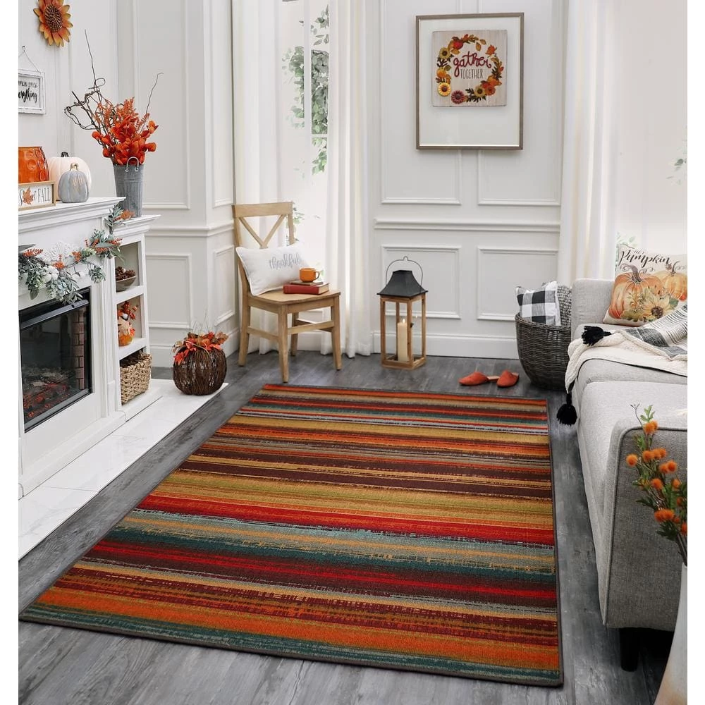 Avenue Stripe Multi 5 ft. x 8 ft. Indoor/Outdoor Area Rug by Mohawk Home 4 Avenue Stripe Multi 5 ft. x 8 ft. Indoor/Outdoor Area Rug by Mohawk Home - Image 2