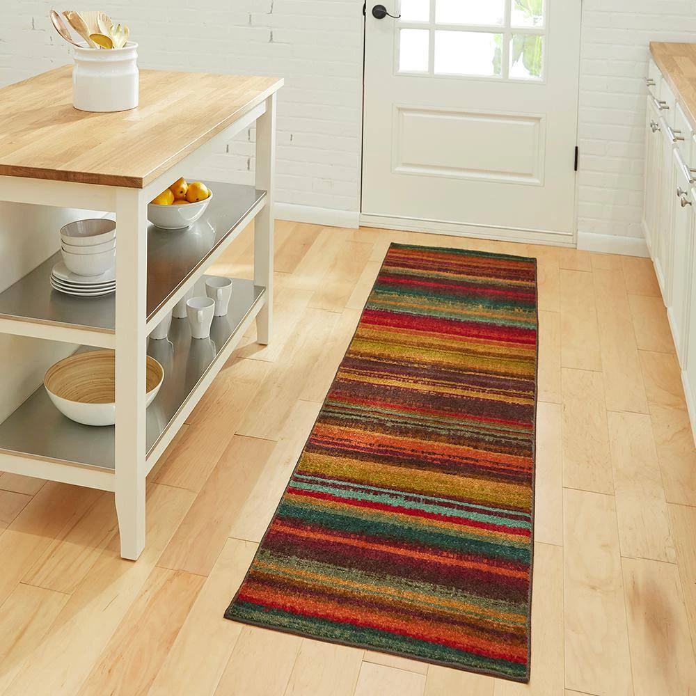 Boho Multi 2 ft. x 5 ft. Machine Washable Striped Modern Runner Rug by Mohawk Home 4 Boho Multi 2 ft. x 5 ft. Machine Washable Striped Modern Runner Rug by Mohawk Home - Image 2