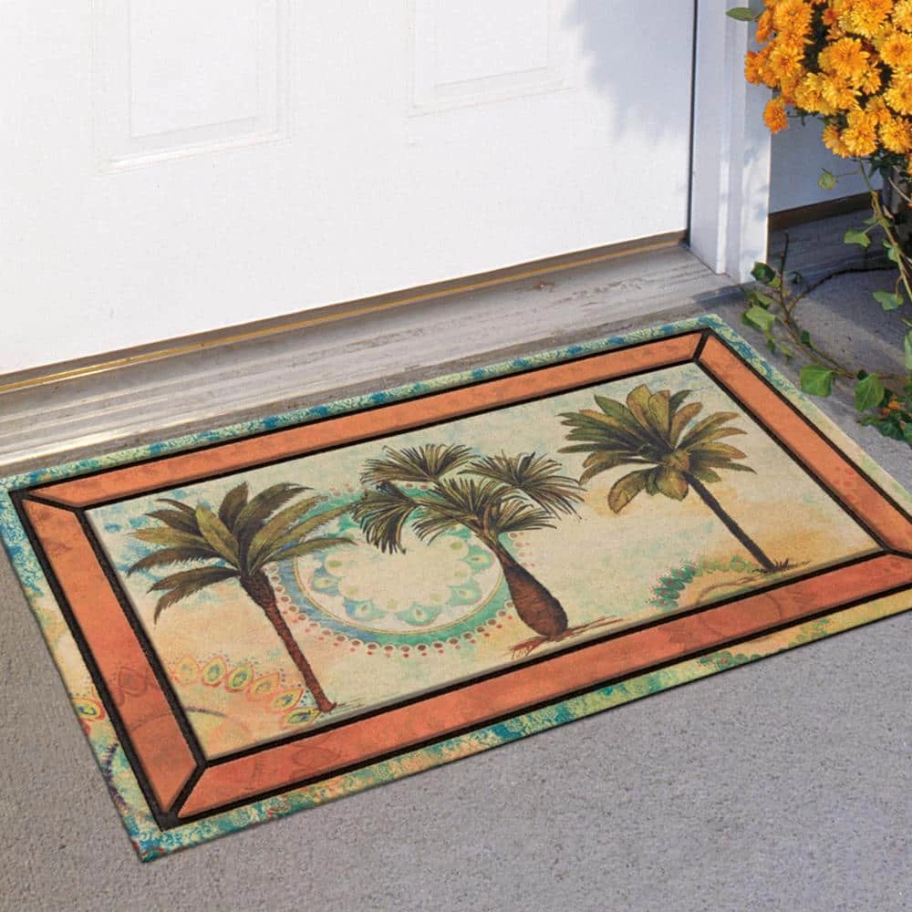 Picture Frame Fresco Palm 18 in. x 30 in. Recycled Rubber Door Mat by Mohawk Home 4 Picture Frame Fresco Palm 18 in. x 30 in. Recycled Rubber Door Mat by Mohawk Home - Image 2