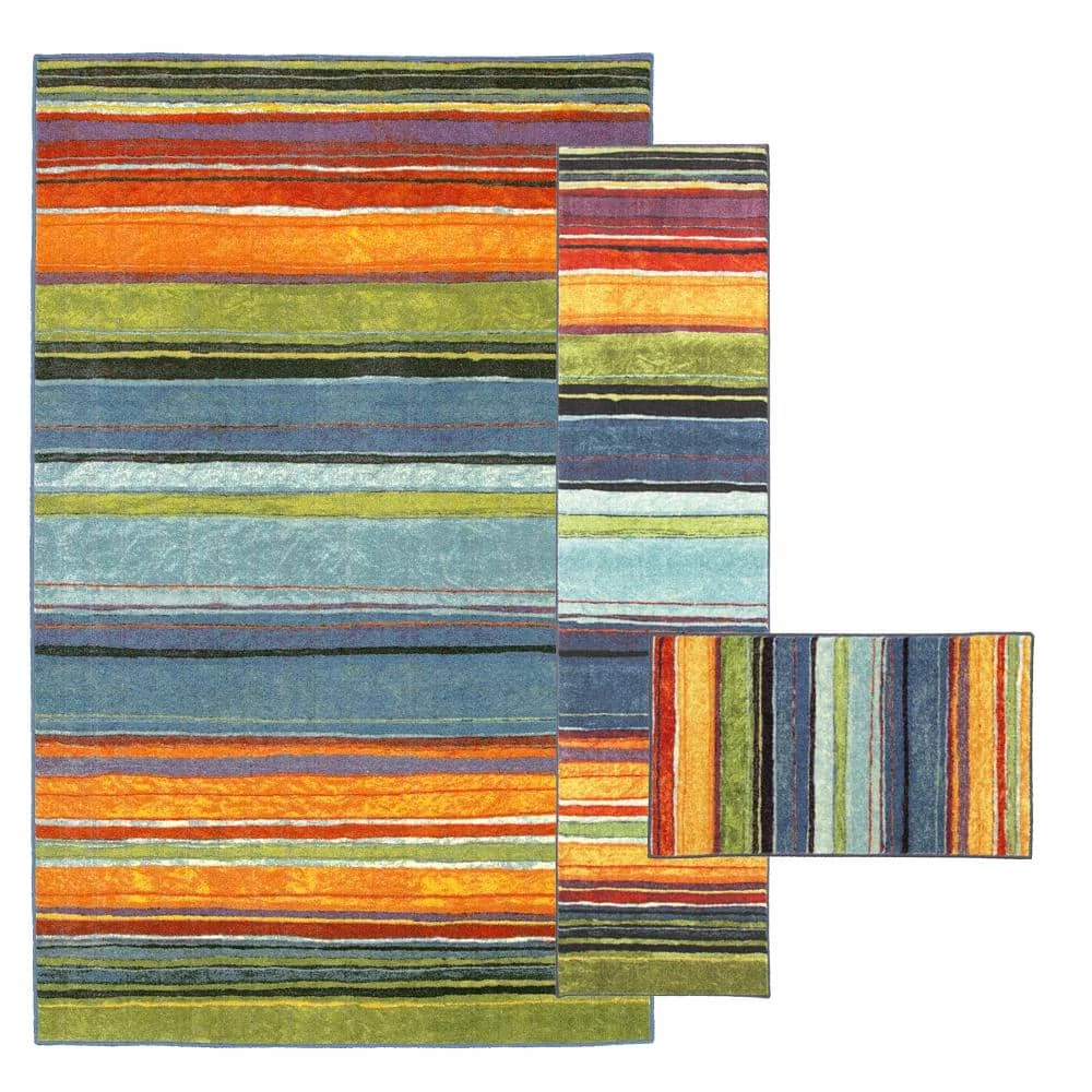 Rainbow Multi 7 ft. 6 in. x 10 ft. Striped Area Rug 3-Piece Set by Mohawk Home 3 Rainbow Multi 7 ft. 6 in. x 10 ft. Striped Area Rug 3-Piece Set by Mohawk Home