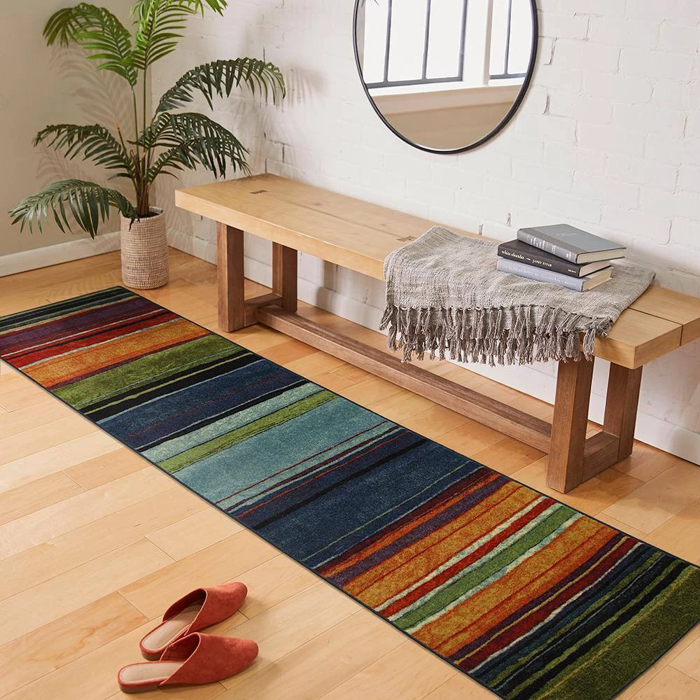 Rainbow Multi 7 ft. 6 in. x 10 ft. Striped Area Rug 3-Piece Set by Mohawk Home 4 Rainbow Multi 7 ft. 6 in. x 10 ft. Striped Area Rug 3-Piece Set by Mohawk Home - Image 2