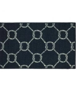 Coastal Rope Lattice Navy 1 ft. 8 in. x 2 ft. 10 in. Machine Washable Area Rug by Mohawk Home