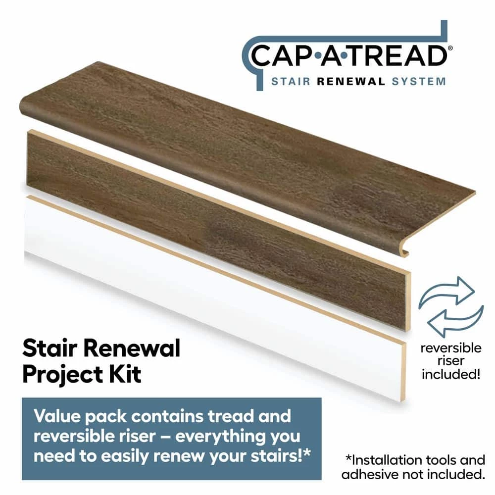 Oaxaca Valley Gray Stair Tread and Reversible Riser Kit 47 in. L x 12-1/8 in. W x 1-11/16 in. T for Stairs 1 in. T by Cap A Tread 4 Oaxaca Valley Gray Stair Tread and Reversible Riser Kit 47 in. L x 12-1/8 in. W x 1-11/16 in. T for Stairs 1 in. T by Cap A Tread - Image 2