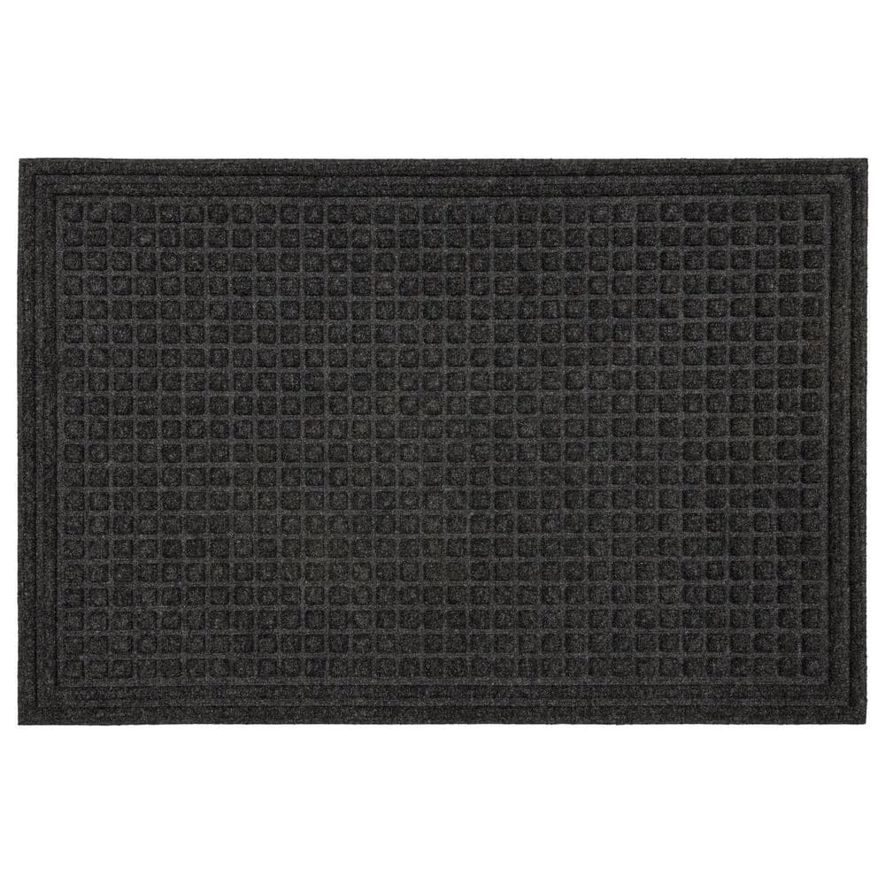 Waffle Grid Impression Onyx 18 in. x 30 in. Recycled Rubber Indoor/Outdoor Door Mat by Mohawk Home 3 Waffle Grid Impression Onyx 18 in. x 30 in. Recycled Rubber Indoor/Outdoor Door Mat by Mohawk Home